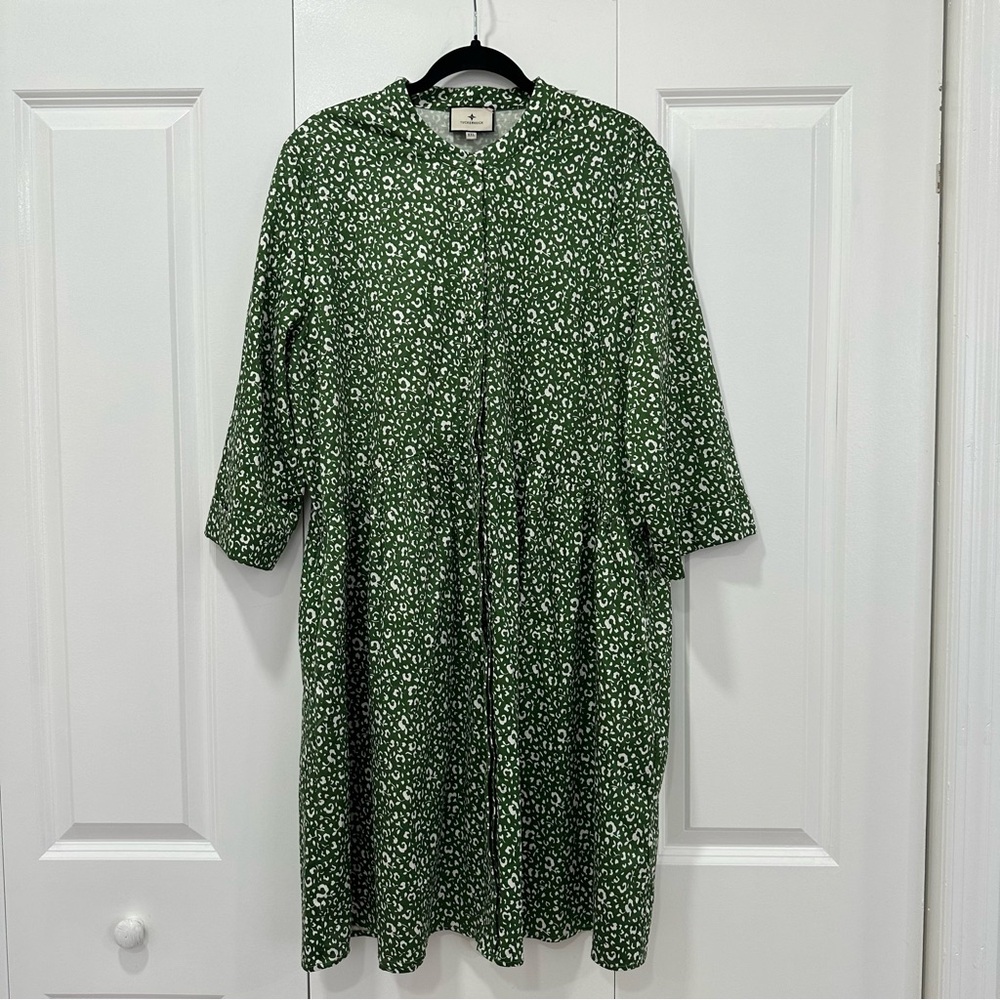 Tuckernuck Royal Shirt Dress in Green Cheetah